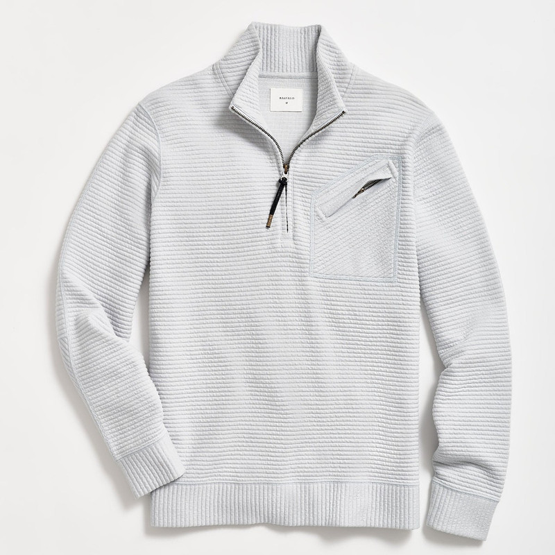 Billy Reid Men's Quilted Half Zip - Beach Blue