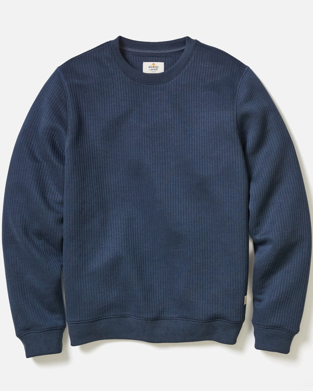 Corbet Quilted Crewneck in Navy