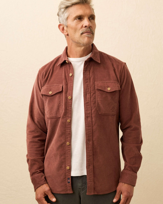 Stretch Terry Corduroy Workshirt in Chestnut 