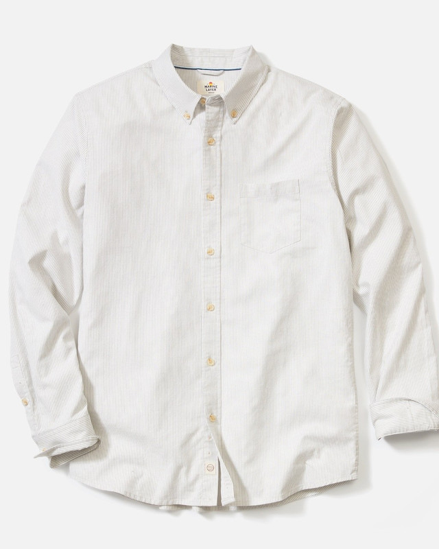 California Oxford Shirt in Grey-White Stripe