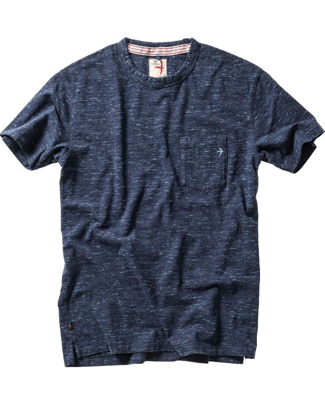 Ringspun Pocket Tee in Navy Blue Striated