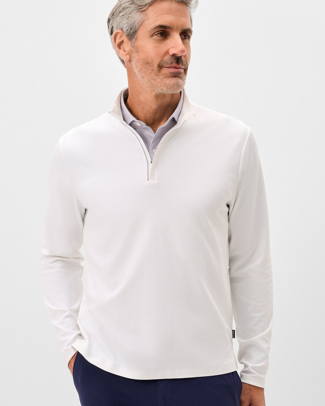 Hoppin Ribbed Knit Performance 1/4 Zip in White