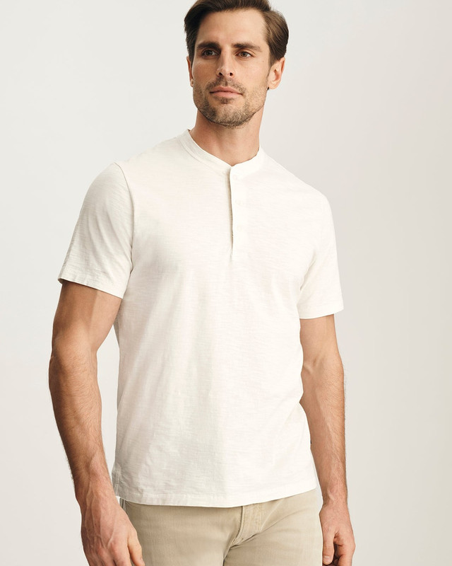 Slub Henley Tee in Antique White