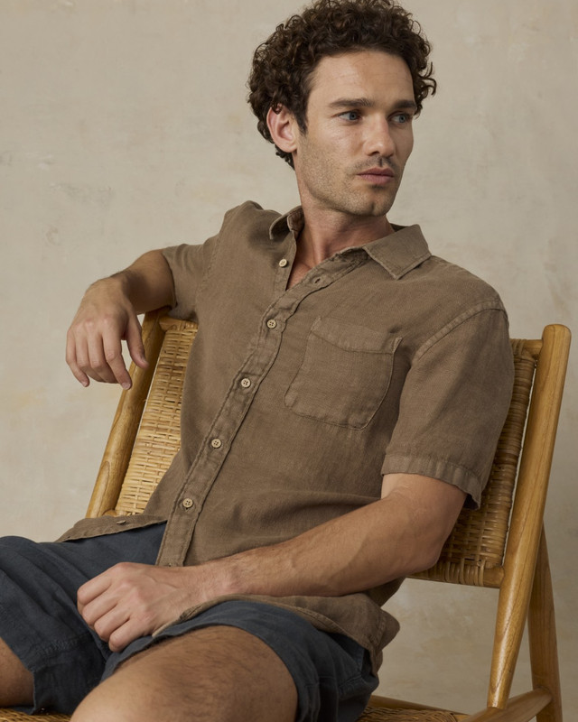 Palma Linen Shirt in Island Brown