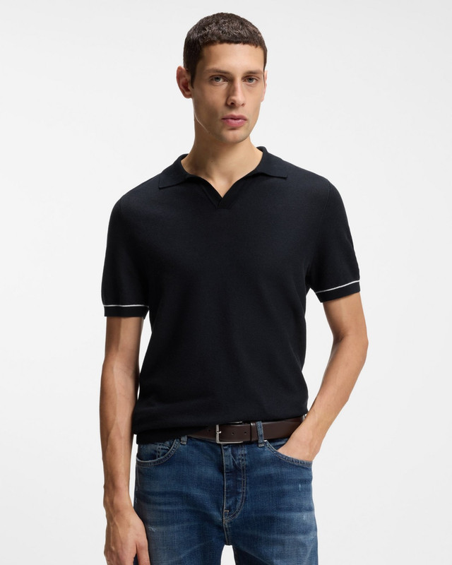 Cotton-Blend Johnny Collar Sweater Polo