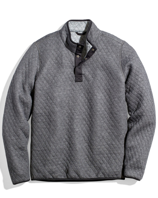 Corbet Quilted Reversible Pullover in Charcoal/Heather Grey