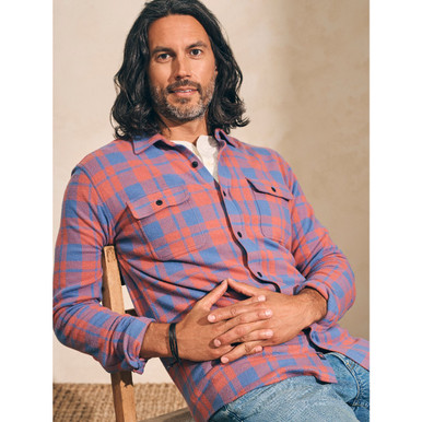 Faherty Men's Legend Sweater Shirt - Rose Blue Check