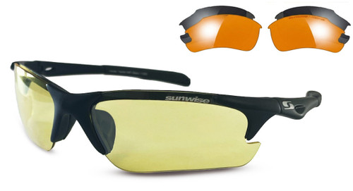 Twister Tennis Sunglasses with Interchangeable Lenses - Black