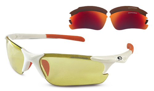 Twister Tennis Sunglasses with Interchangeable Lenses - White