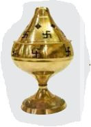 BRASS OM AND SWASTIK LAMP-4"