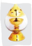BRASS GLASS LAMP-6 INCH