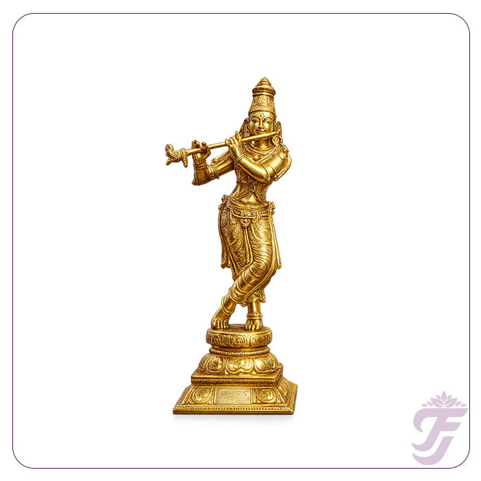 BRASS KRISHNA STATUE-7 INCH