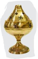 BRASS OM AND SWASTIK LAMP-6"