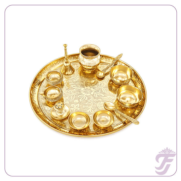 BRASS POOJA THALI SET SMALL