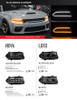 AlphaRex NOVA-Series LED projector headlights packaged with installation hardware and instruction manual, ready for installation on 2015–2023 Dodge Charger models.