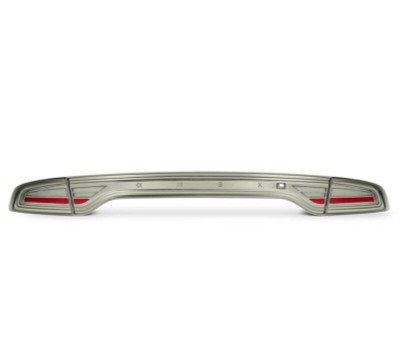 Close-up of the AlphaRex tail light showcasing the prismatic LED light tube and glossy chrome housing design. Close-up of the AlphaRex tail light showcasing the prismatic LED light tube and glossy chrome housing design.