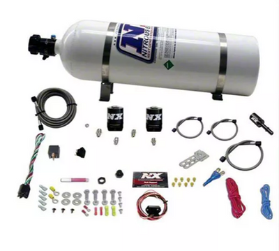 Nitrous Express single nozzle system, HEMI nitrous kit, 35-150 HP boost, Dodge Charger performance upgrade, 15 lb nitrous bottle, Fly-by-wire nitrous system, Mopar nitrous upgrade, High-output HEMI nitrous, 20918-15 product shot, Lightning solenoids, NX Autolearn TPS switch, Stainless steel braided N2O line, Single Shark nozzle, HEMI engine nitrous installation Nitrous Express single nozzle system, HEMI nitrous kit, 35-150 HP boost, Dodge Charger performance upgrade, 15 lb nitrous bottle, Fly-by-wire nitrous system, Mopar nitrous upgrade, High-output HEMI nitrous, 20918-15 product shot, Lightning solenoids, NX Autolearn TPS switch, Stainless steel braided N2O line, Single Shark nozzle, HEMI engine nitrous installation