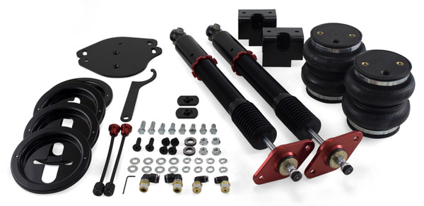 Air Lift Performance 75627, rear air suspension kit, adjustable damping shocks, double bellows air springs, lowered Dodge Charger, stance Chrysler 300, bagged Dodge Challenger, performance air ride, monotube shocks, threaded body shocks, roll plates, air-over shock kit, adjustable ride height, performance rear suspension, custom Dodge Magnum