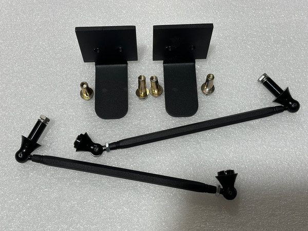 Downforce Solutions 2-point front strut brace installed on a Dodge Charger engine bay, showing powder-coated aluminum and precise fit between strut towers.