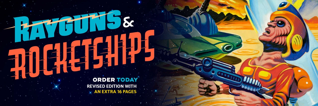 Rayguns & Rocketships revised edition with an extra 16 pages: vintage science fiction book art by Rian Hughes, 1940s–1950s pulp covers