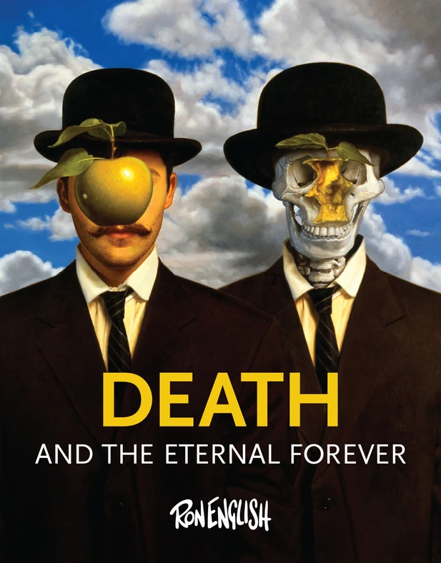 Front cover of Death and the Eternal Forever by Ron English, based on René Magritte’s The Son of Man