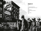 Interior spread from The Set-Up: crowds gather outside the Star Arena; illustration by Erik Kriek