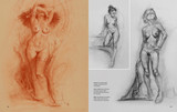 Female figure studies in sanguine and charcoal, showing seated and standing poses in The Anatomy of Style – Revised Edition.