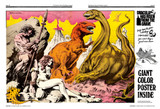Sample spread from “The Monster Times: Revisiting a Legend” – chapter heading “A Putrid Palette, aka Caterpillar Guts!” with a 1975 dinosaur illustration by Frank Brunner, shown in full colour.