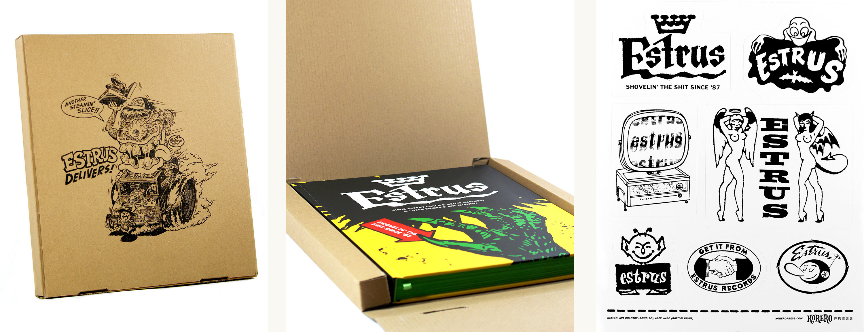 Estrus Pizza Box and Stickers