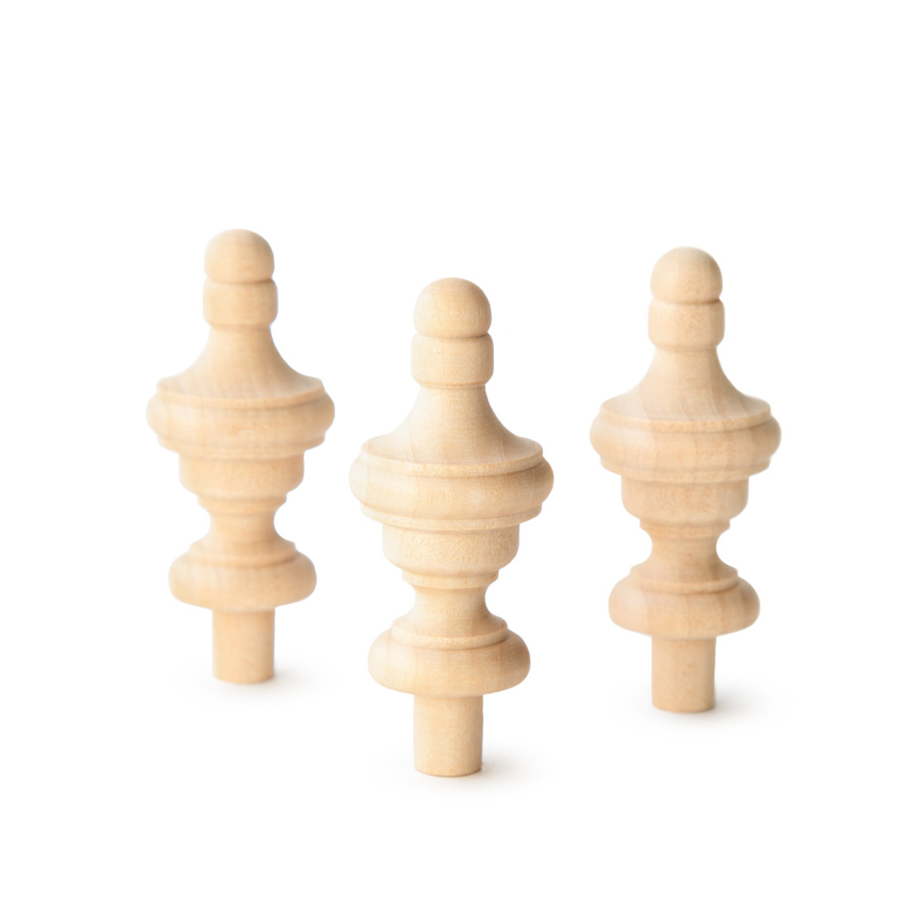 CTW Home 510671 4 Dia. x 10 in. Turned Wood Finials - Set of 2