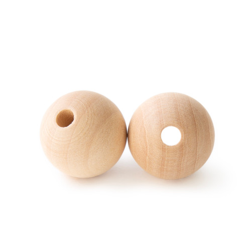1" Maple Wood Round Bead: Large Craft Bead with 7/32" Hole