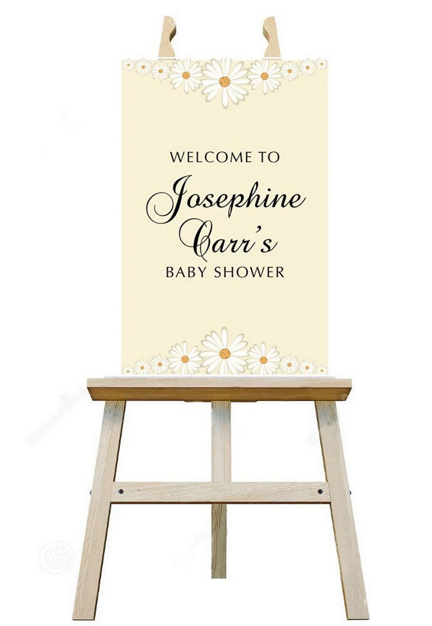 Daisy border baby shower welcome sign, easel sign, entryway sign