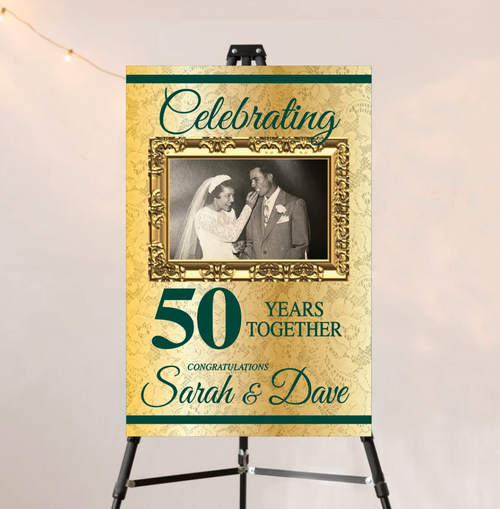 50th Golden Anniversary Foam Board Welcome Sign with Photo