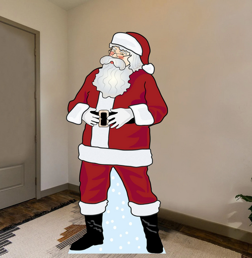 Santa cardboard cutout, free standing with easel on back