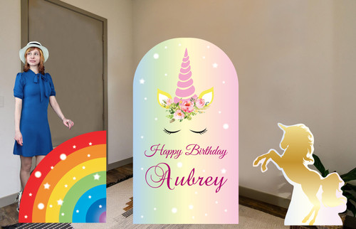Unicorns and Rainbows birthday party cardboard cutout decorations