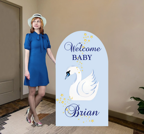 Swan Baby shower sign, with easel on the back.