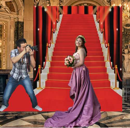 Red Carpet and Paparazzi cardboard cutouts, free standing with easel