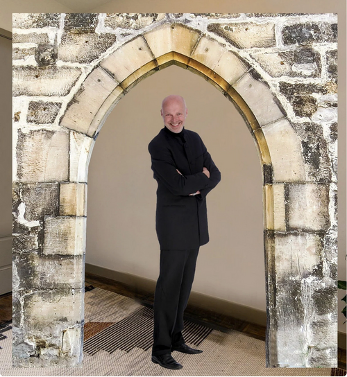 Cardboard Cutout Archway, two pieces, free standing with easel on the back.