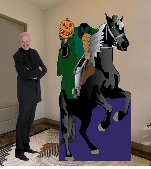 Headless horseman cardboard cutout, free standing with easel on back