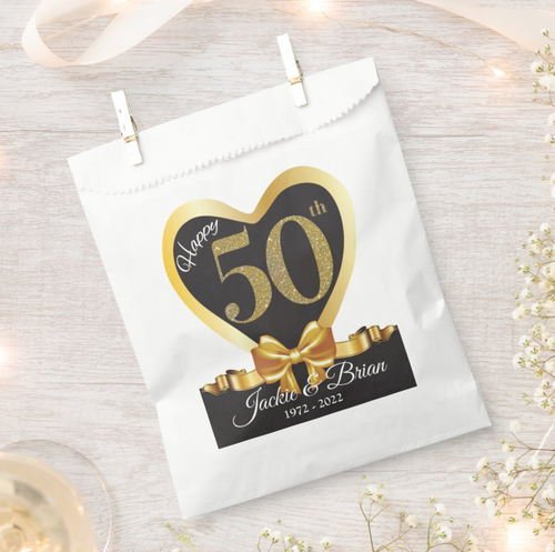 Black and Gold 50th Wedding Anniversary Favors Bag