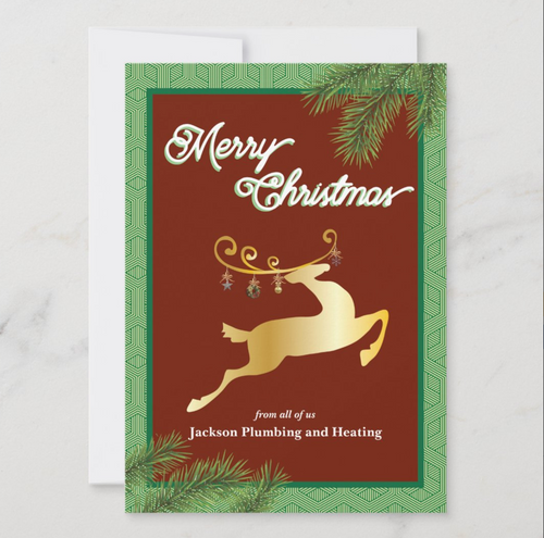 Reindeer Holiday Christmas Card for Your Business or Office