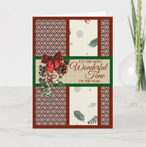 Scrapbooking Style Corporate or Personal Not Religious Holiday Greeting Card with Personalized Text