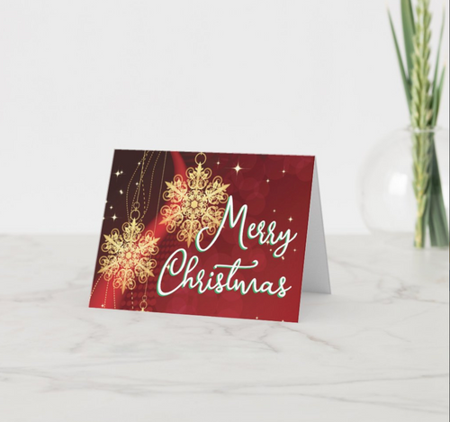 Red and Gold Corporate or Personal Not Religious Holiday Greeting Card with Personalized Text