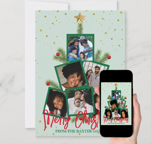 Holiday Christmas Card with Keepsake Photos and Personalized Text