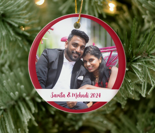 Photo Christmas Tree Ornament with Custom Photo and Text