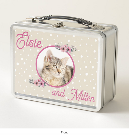 Cute Kitten Lunch Box with Custom Name