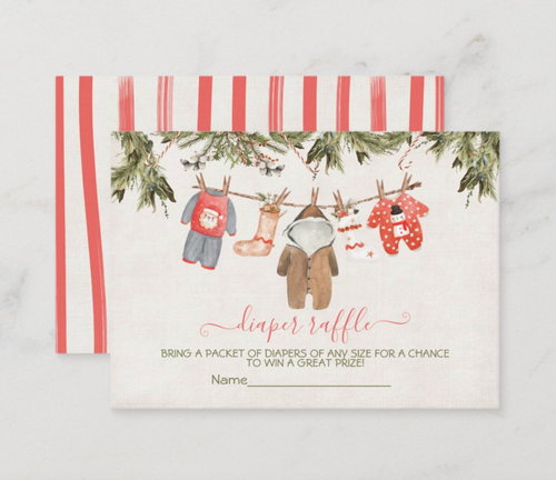 Christmas Diaper Raffle Baby Shower Clothesline Enclosure Card