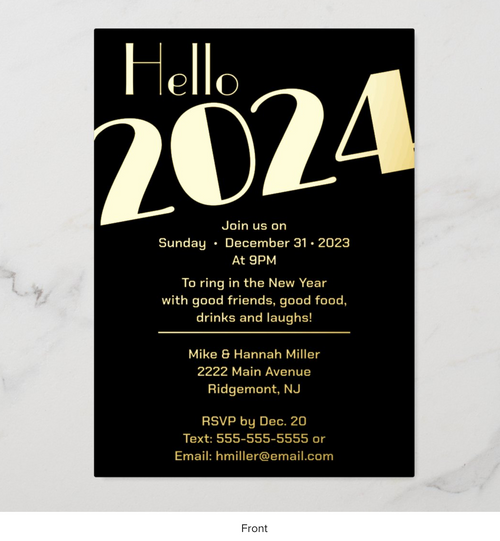 New Year's Eve Party Foil Invitation