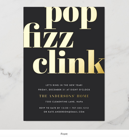 Modern Pop | New Year's Eve Party Foil Invitation