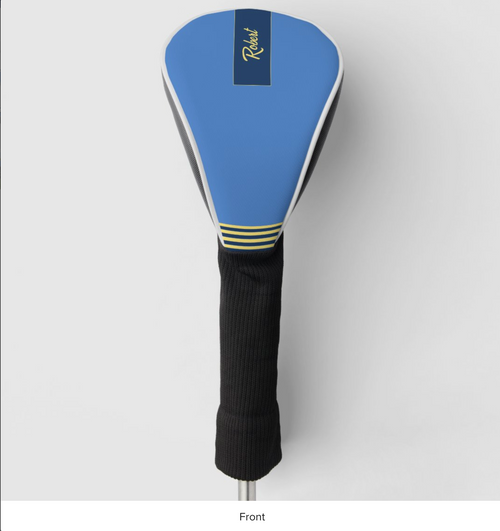 Striking Blue and Gold Modern Golf Head Cover